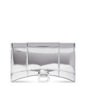 Balenciaga Metallic Silver Chain Strap Logo Accent Shoulder Bag